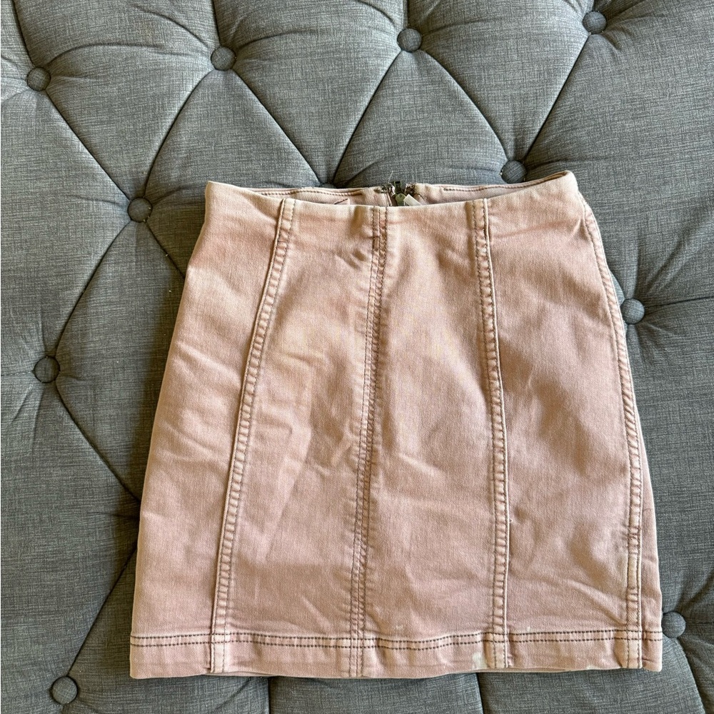Free People Blush Pink Mini Skirt with Vertical Seams